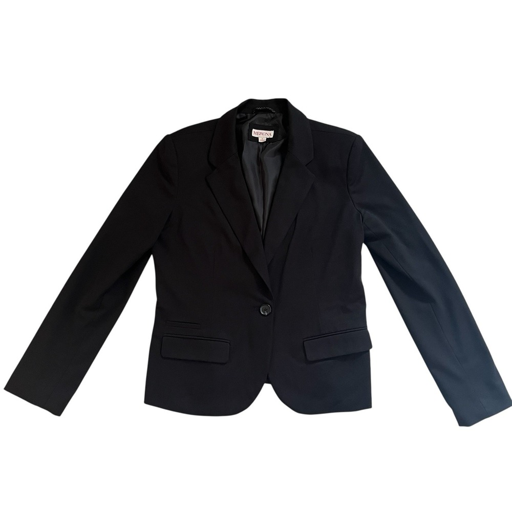 Merona Women's Size 8 Black Blazer Classic Capsule Work Office Career